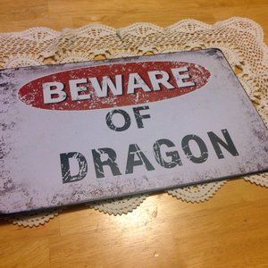 Beware of Dragon Sign, boy's room decor